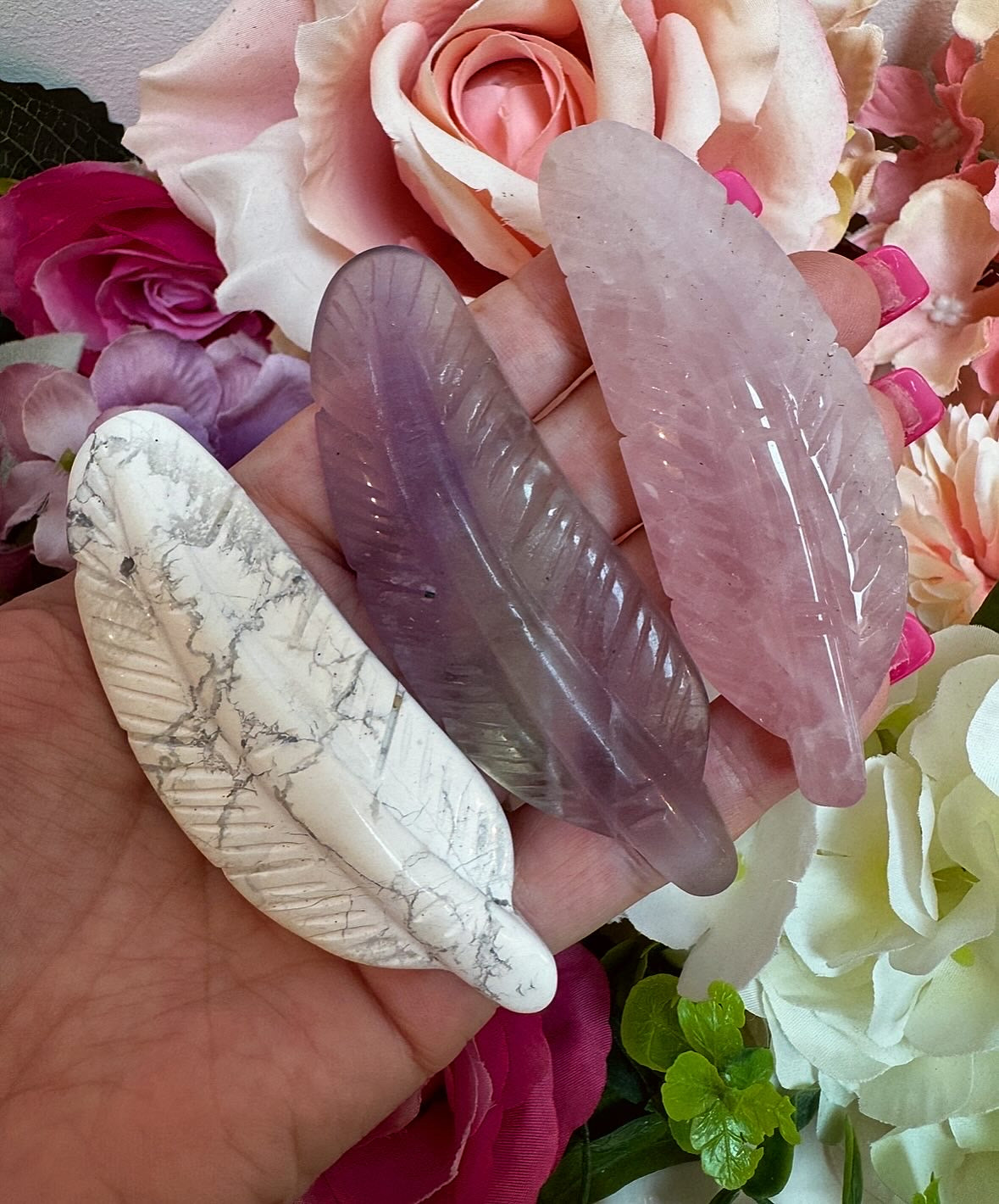 Fluorite feather Crystal Carving