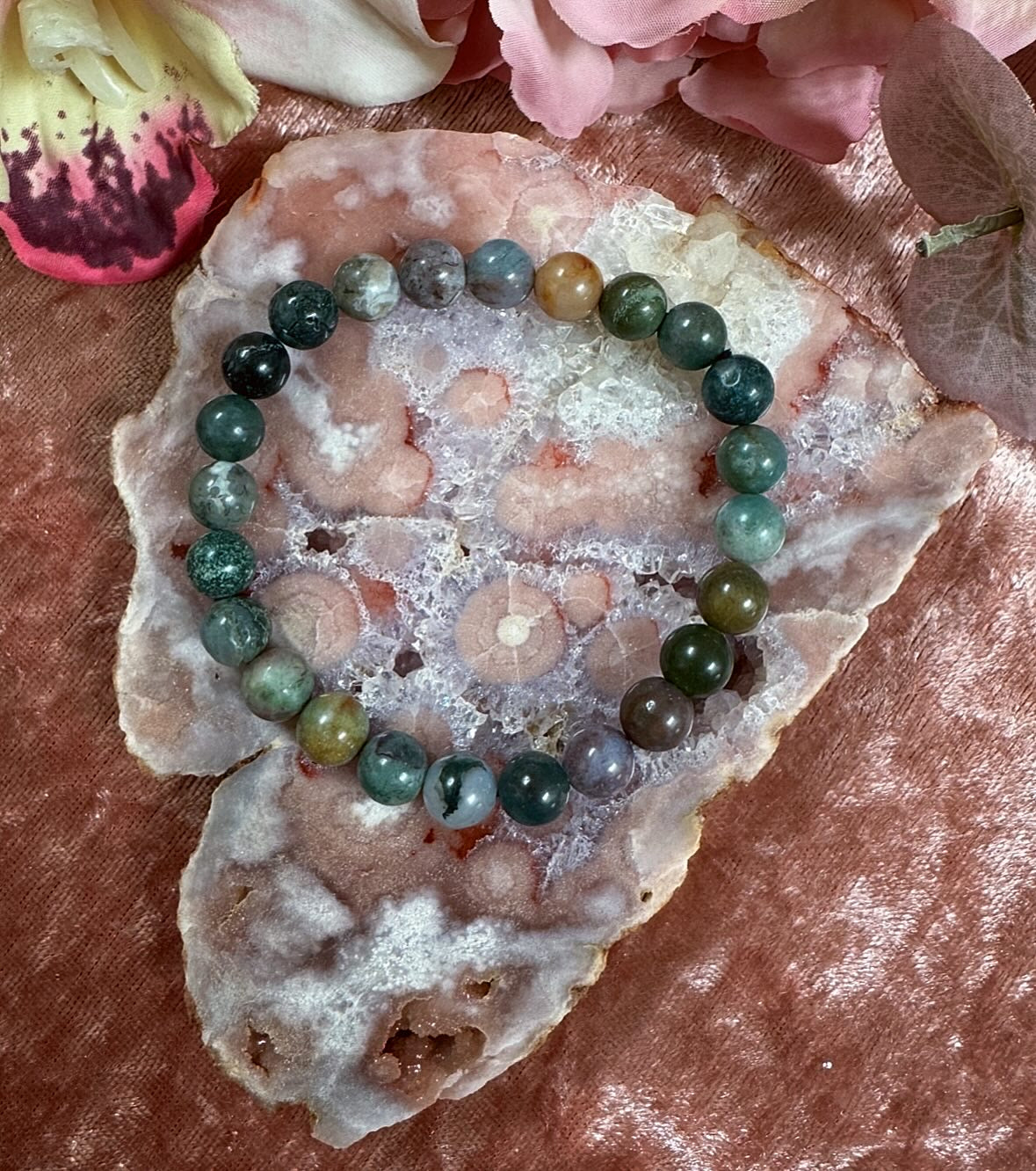 Colourful Moss Agate Reiki-Infused Crystal Bracelet