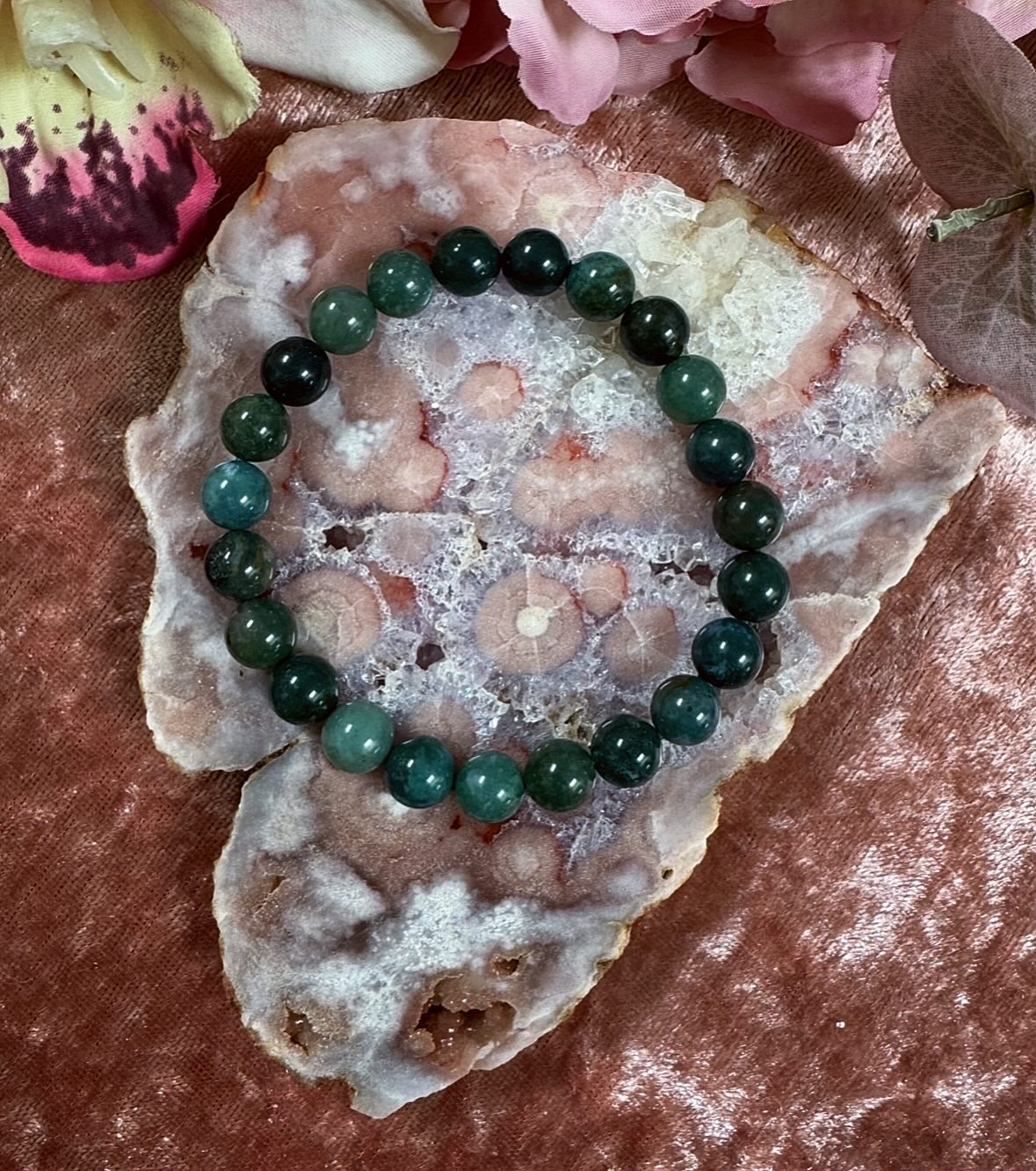 Green Moss Agate Reiki-Infused Crystal Bracelet