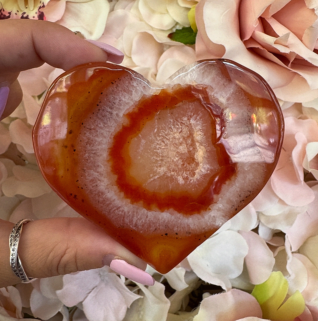 Carnelian Crystal Heart Carving