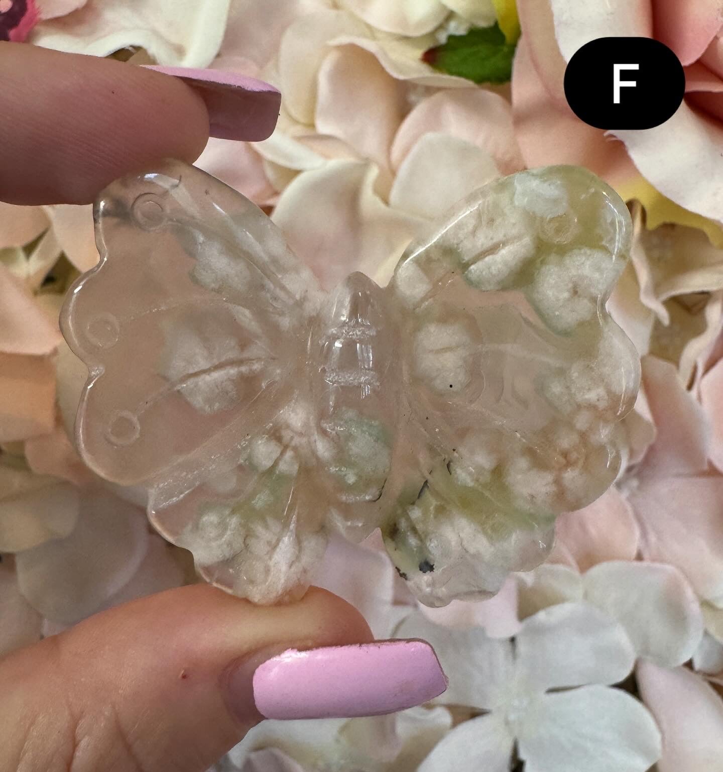 Flower Agate Butterfly Crystal Carving