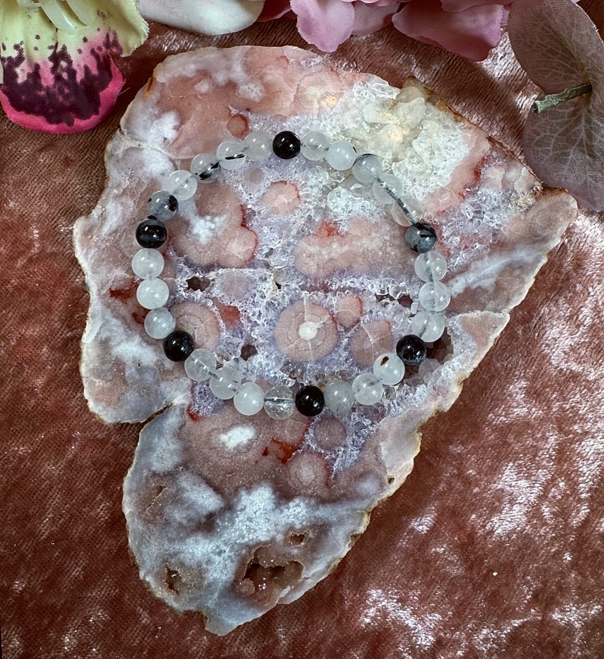 Tourmaline in Quartz Reiki-Infused Crystal Bracelet