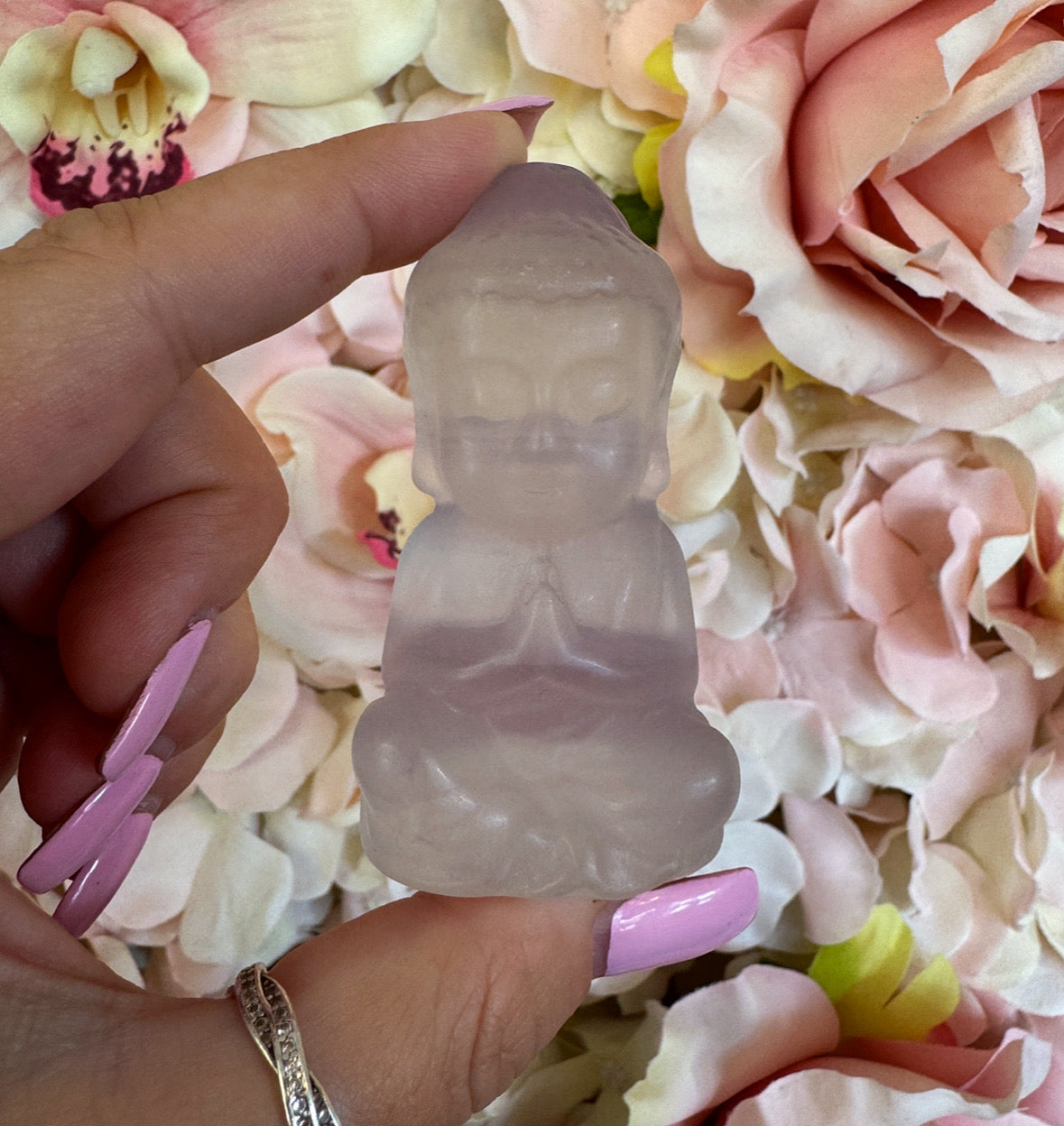 Lavender Fluorite Crystal Buddha