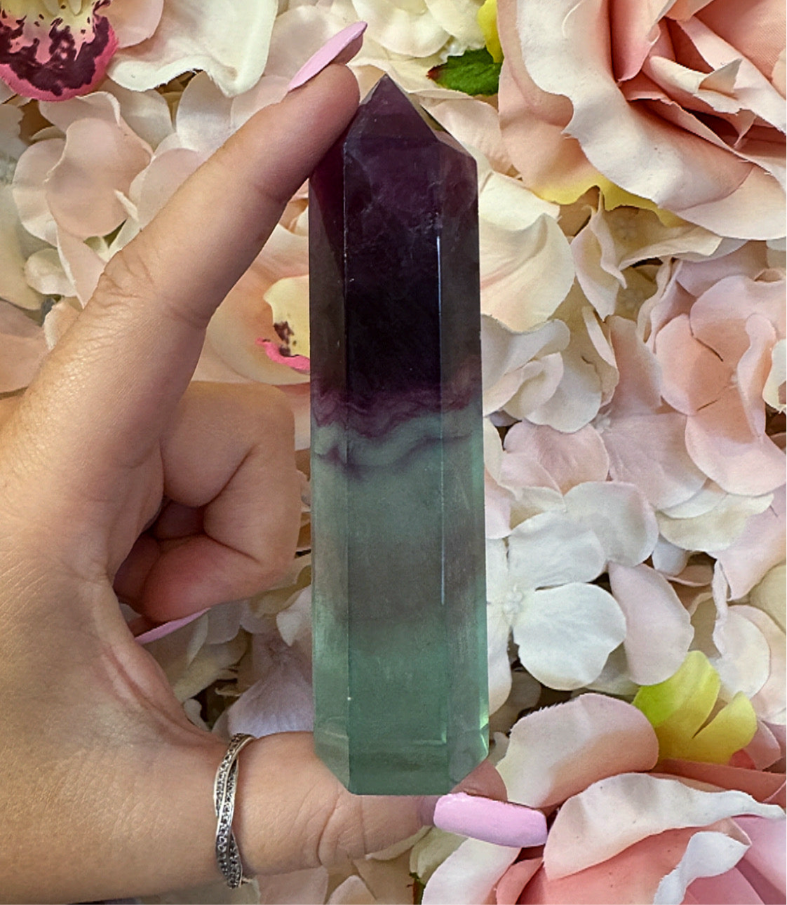 Watermelon Fluorite Crystal Tower