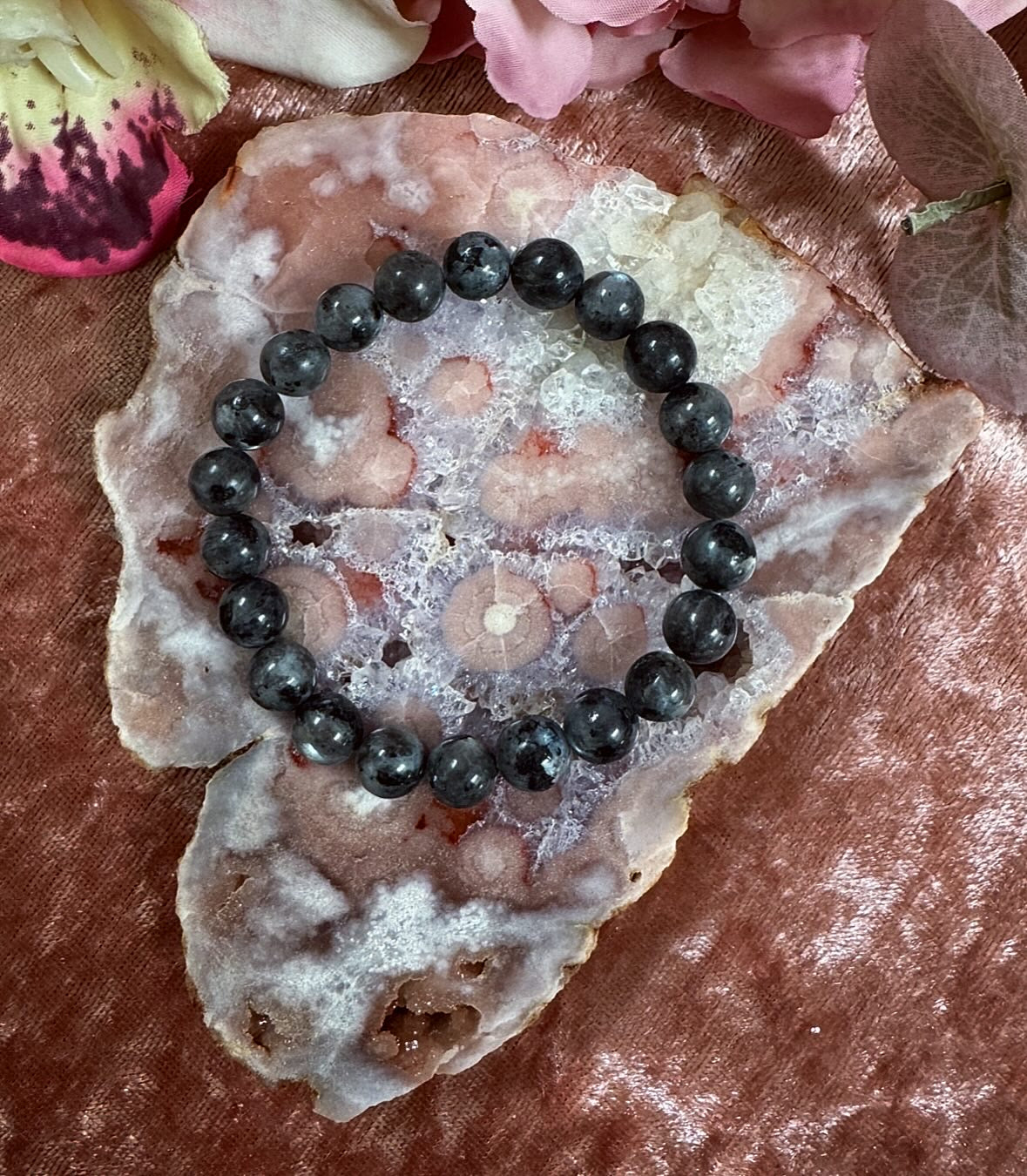 Larvikite Reiki-Infused Crystal Bracelet