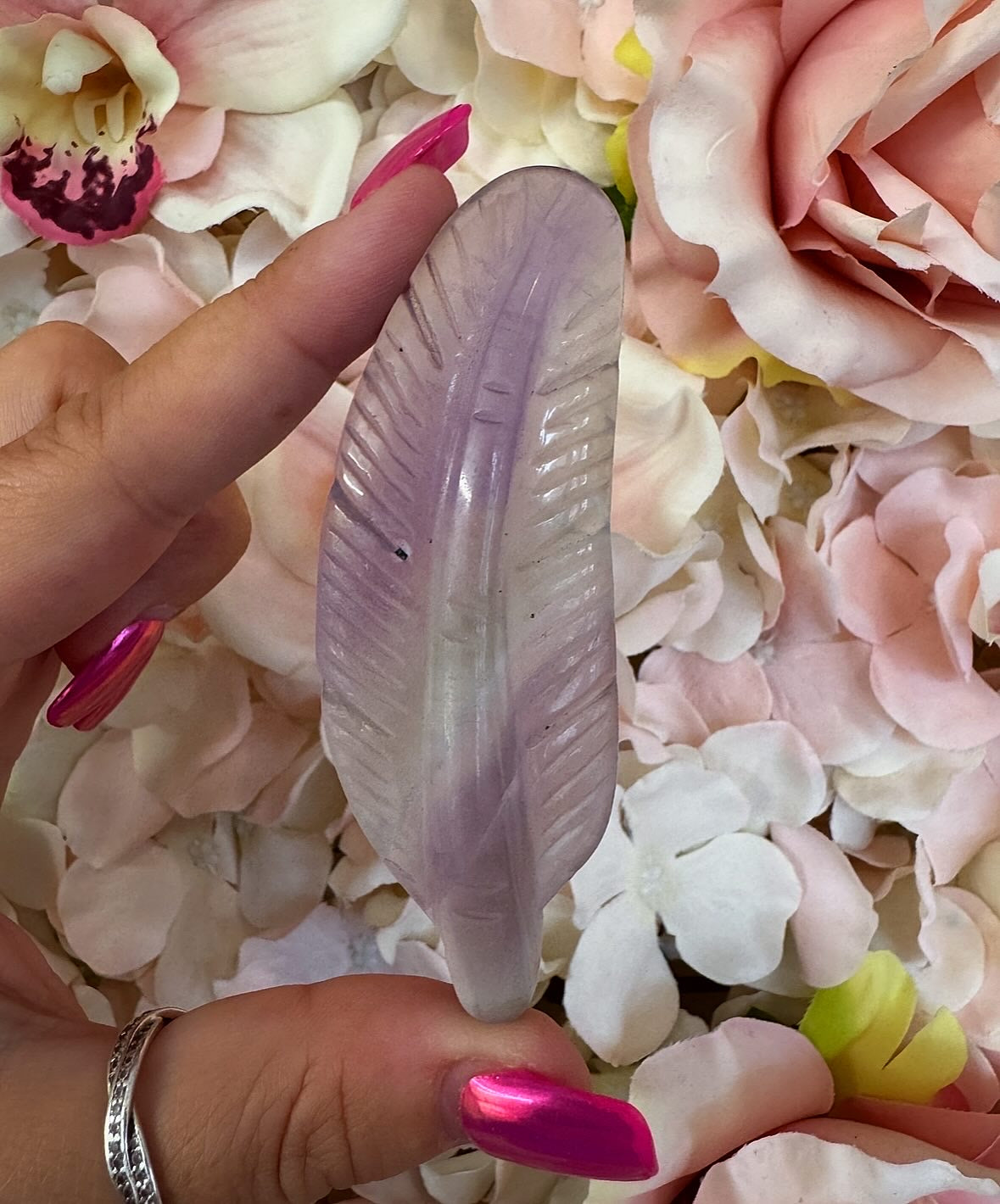 Fluorite feather Crystal Carving