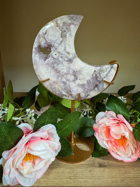 Pink Amethyst Moon On stand