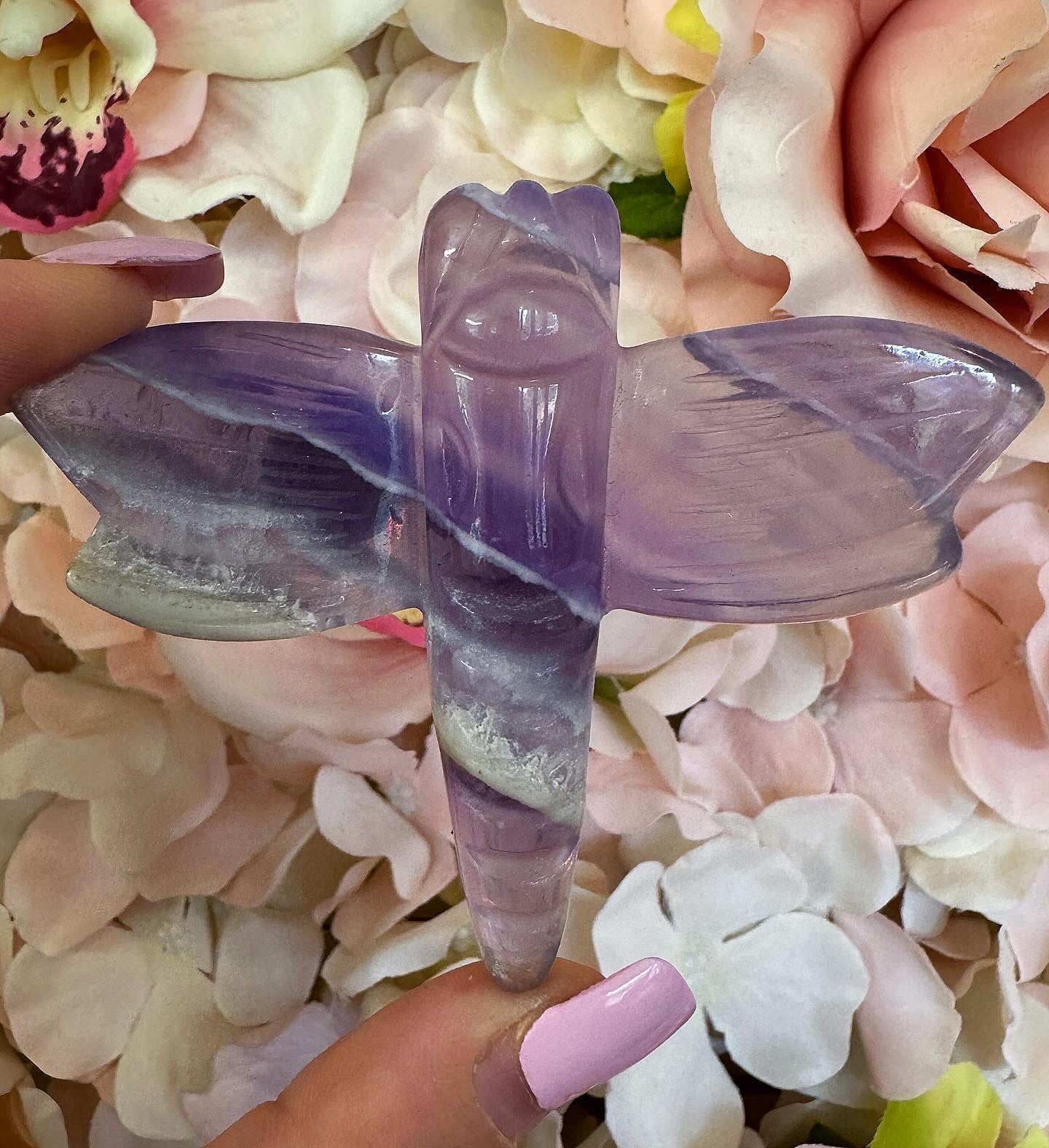 Fluorite Dragonfly Crystal Carving