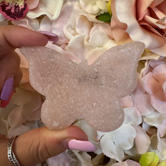 Pink Amethyst butterfly Crystal Carving