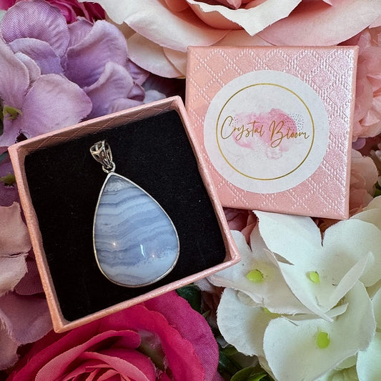Blue Lace Agate Crystal Pendant