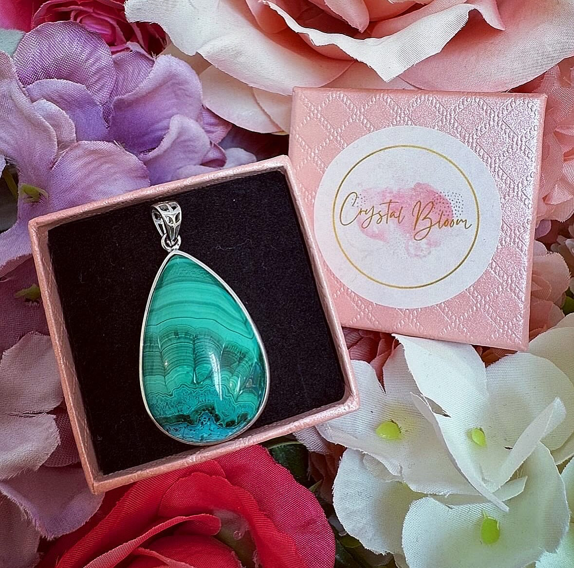 Mallacolla (Malachite & Chrysocolla) Crystal Pendant