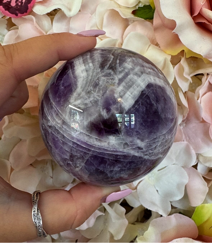 Large Chevron Amethyst Crystal Sphere
