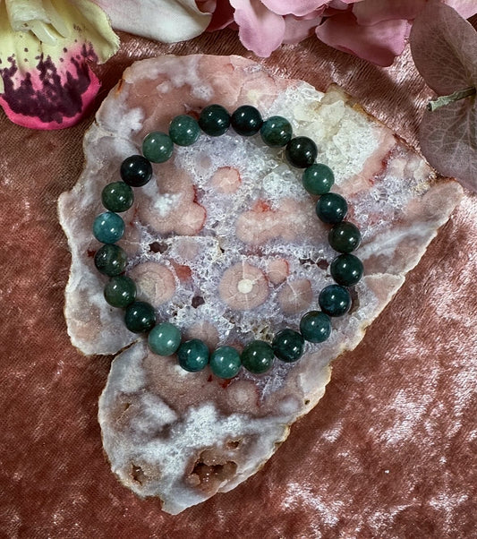 Green Moss Agate Reiki-Infused Crystal Bracelet