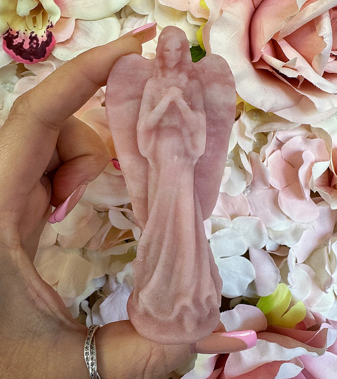 Pink Opal Angel Crystal Carving
