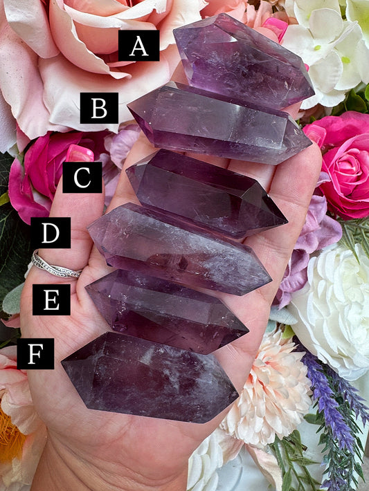 Smoky amethyst double terminated point