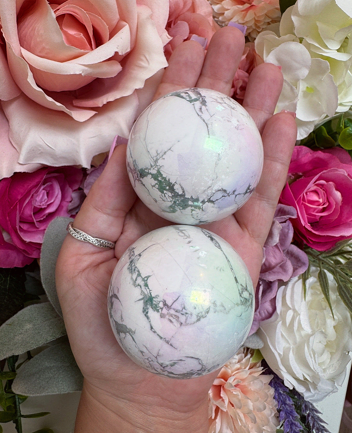 Aura Howlite Crystal Sphere