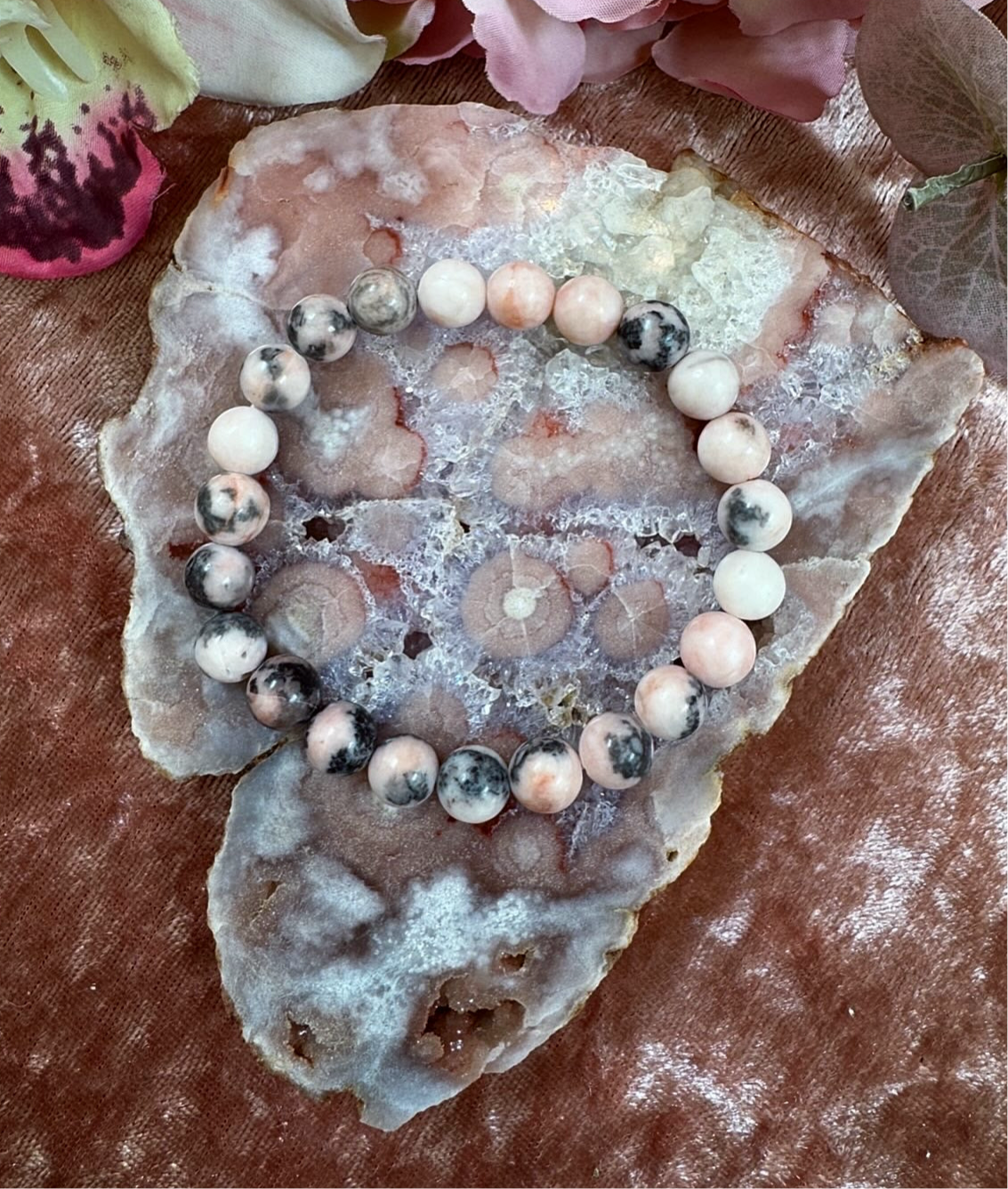 Pink Zebra Jasper Reiki-Infused Crystal Bracelet