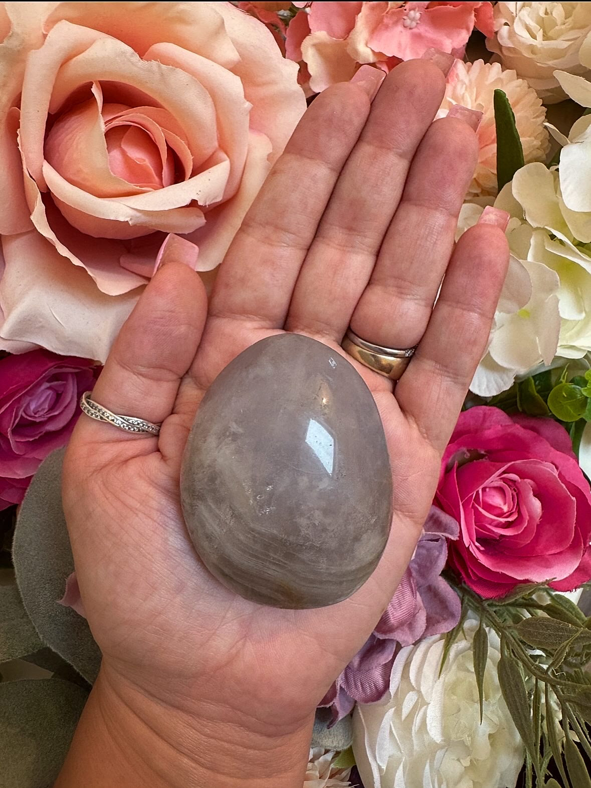 Blue Rose Quartz Palm Stone