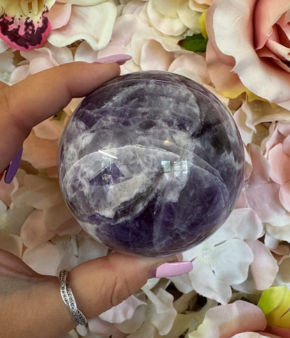 Large Chevron Amethyst Crystal Sphere