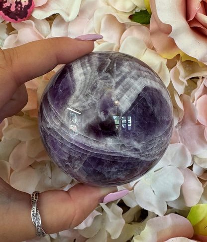Large Chevron Amethyst Crystal Sphere