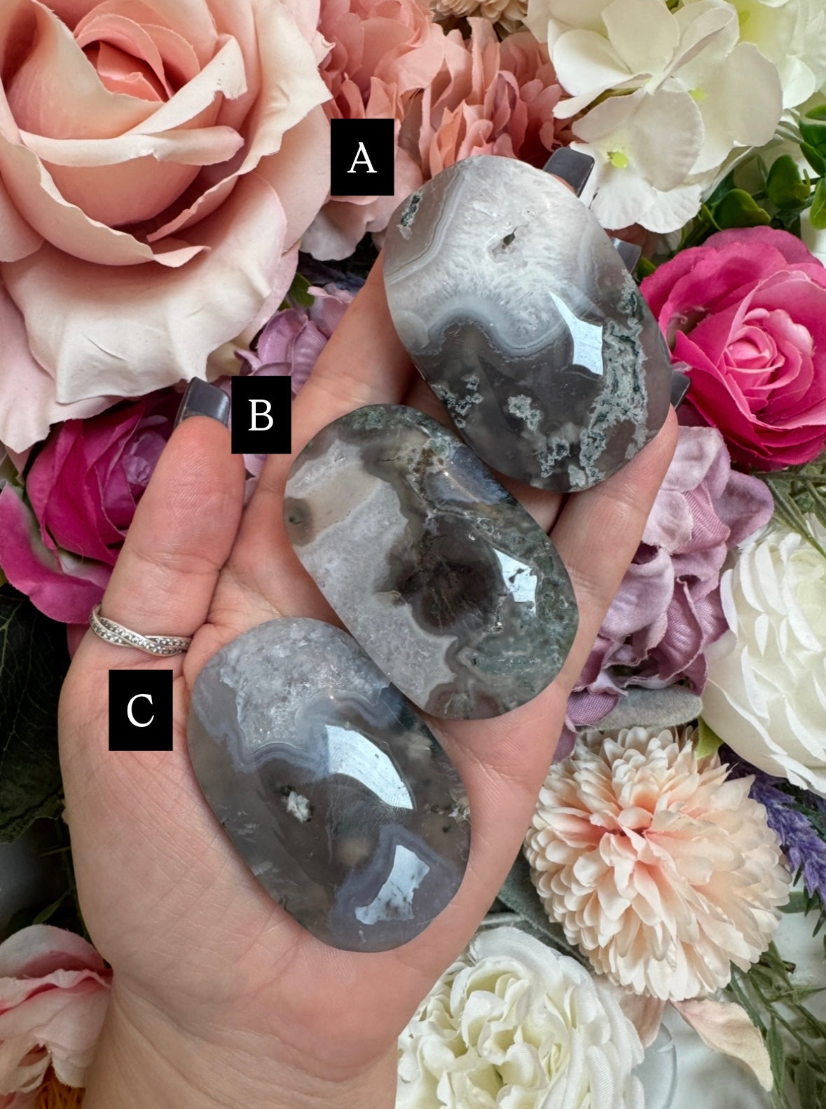 Moss Agate Palm Stone