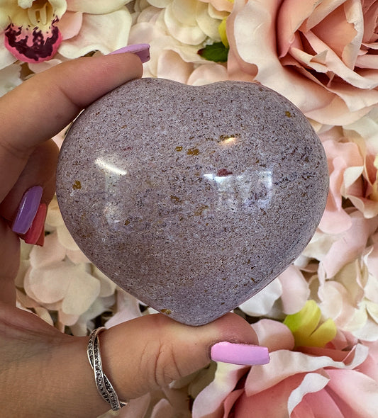 Purple Ocean Jasper Puffy Heart Crystal Carving