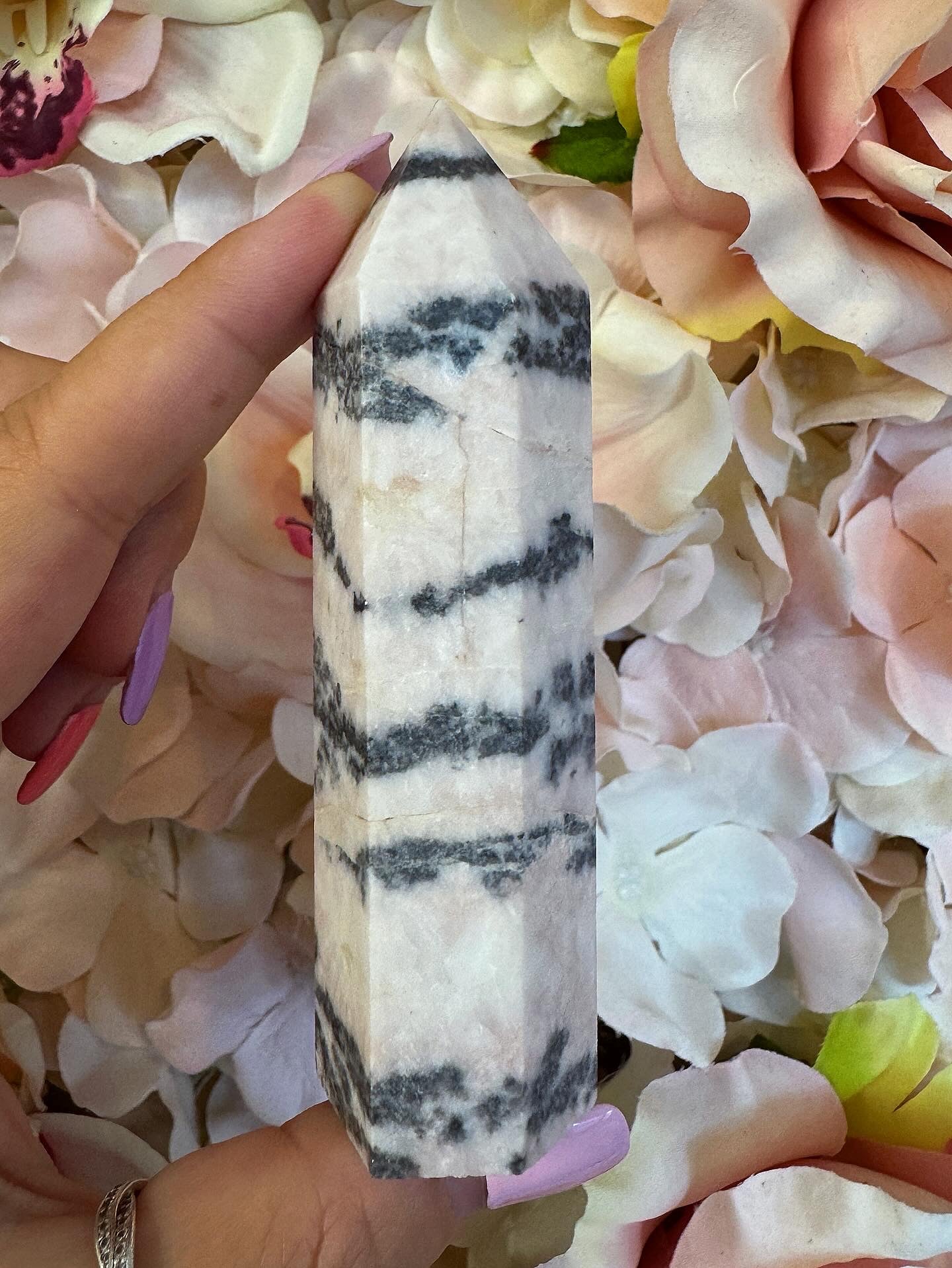 Pink zebra Jasper Crystal Tower