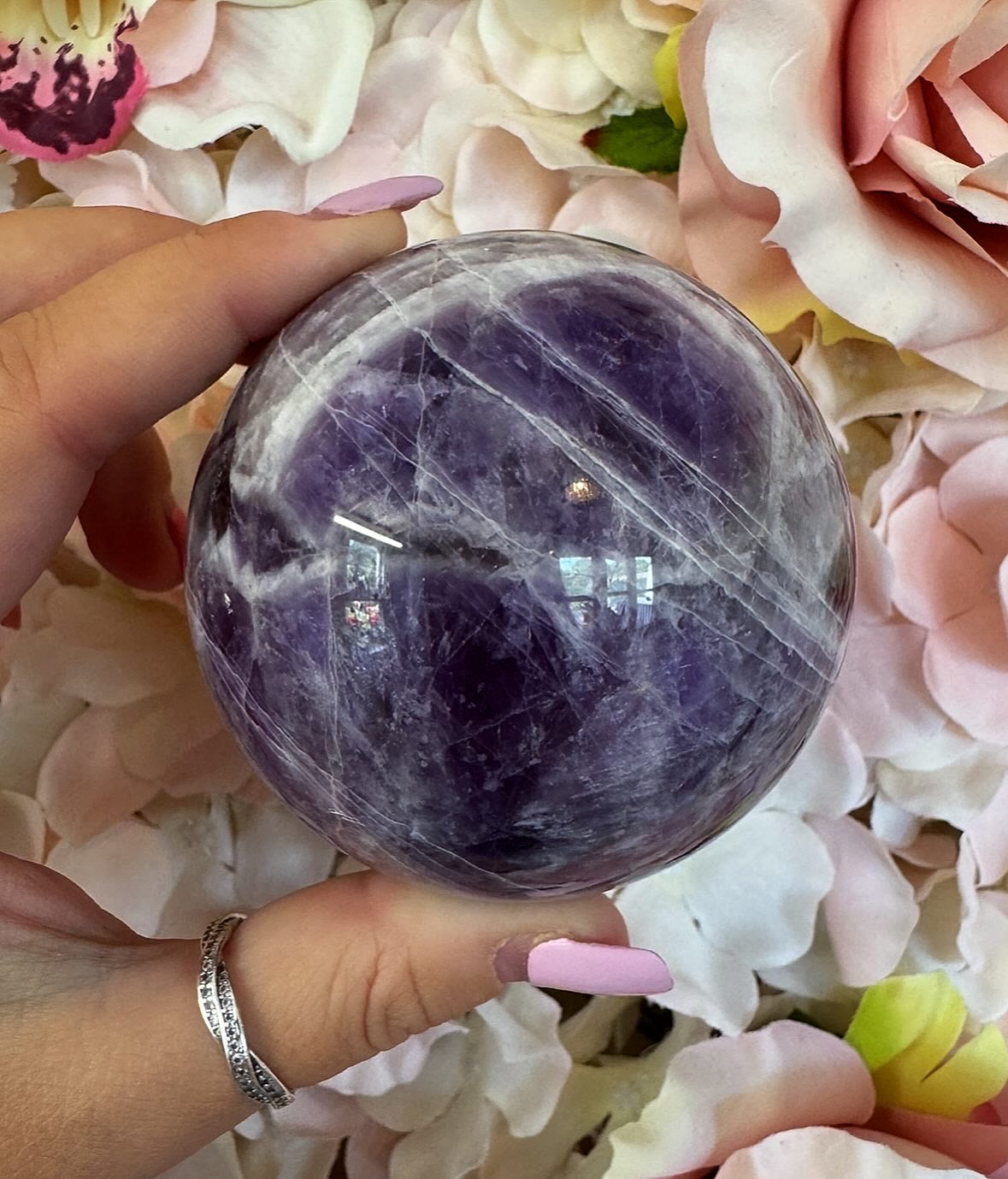 Large Chevron Amethyst Crystal Sphere