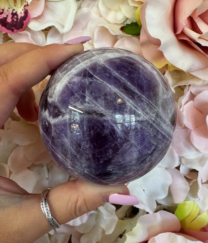 Large Chevron Amethyst Crystal Sphere