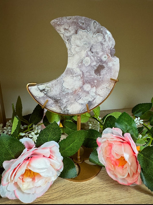 Pink Amethyst Moon On stand
