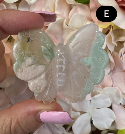 Flower Agate Butterfly Crystal Carving