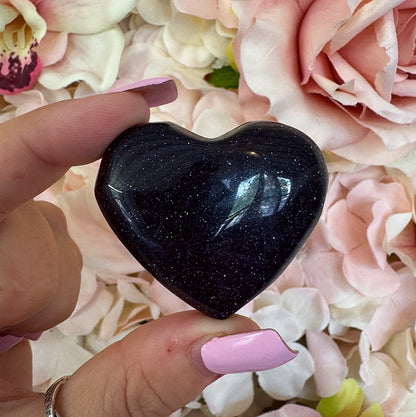 Blue Goldstone Crystal Heart Carving