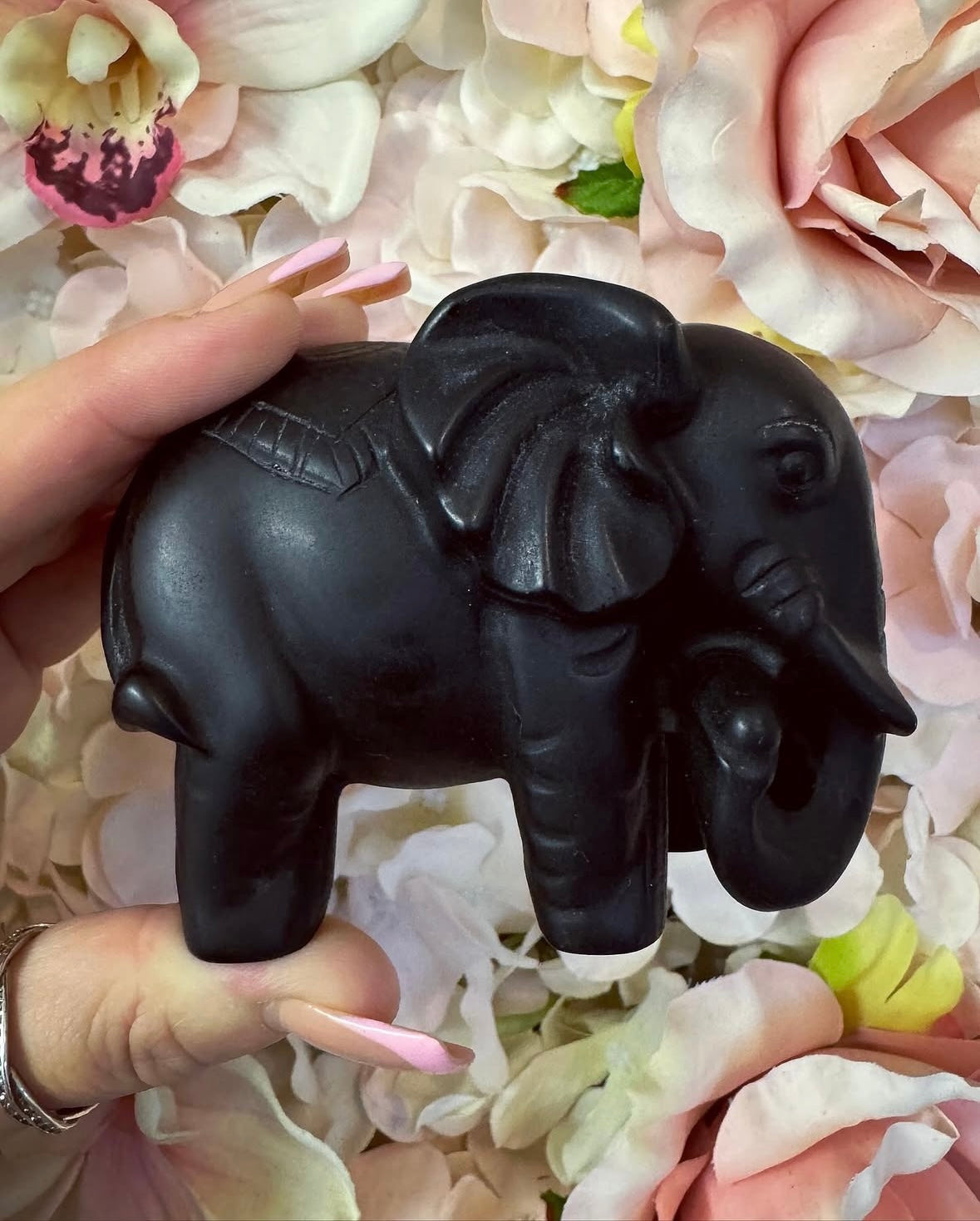 Black Obsidian Elephant Carving