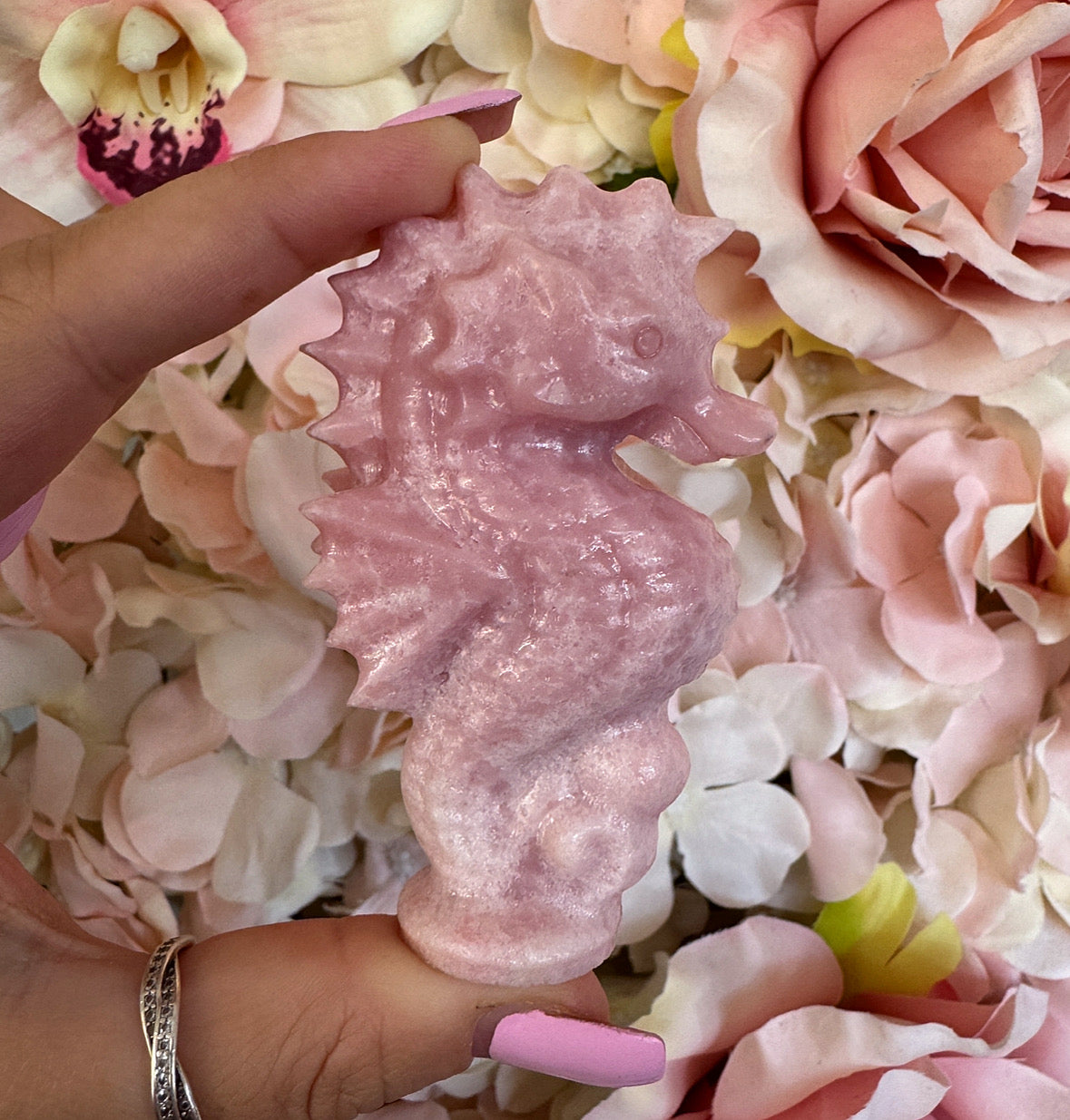 Pink Opal Crystal Seahorse