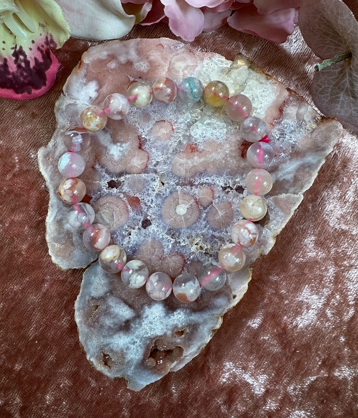Flower Agate Reiki-Infused Crystal Bracelet