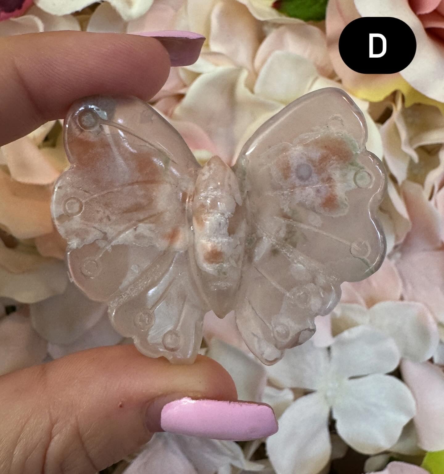 Flower Agate Butterfly Crystal Carving