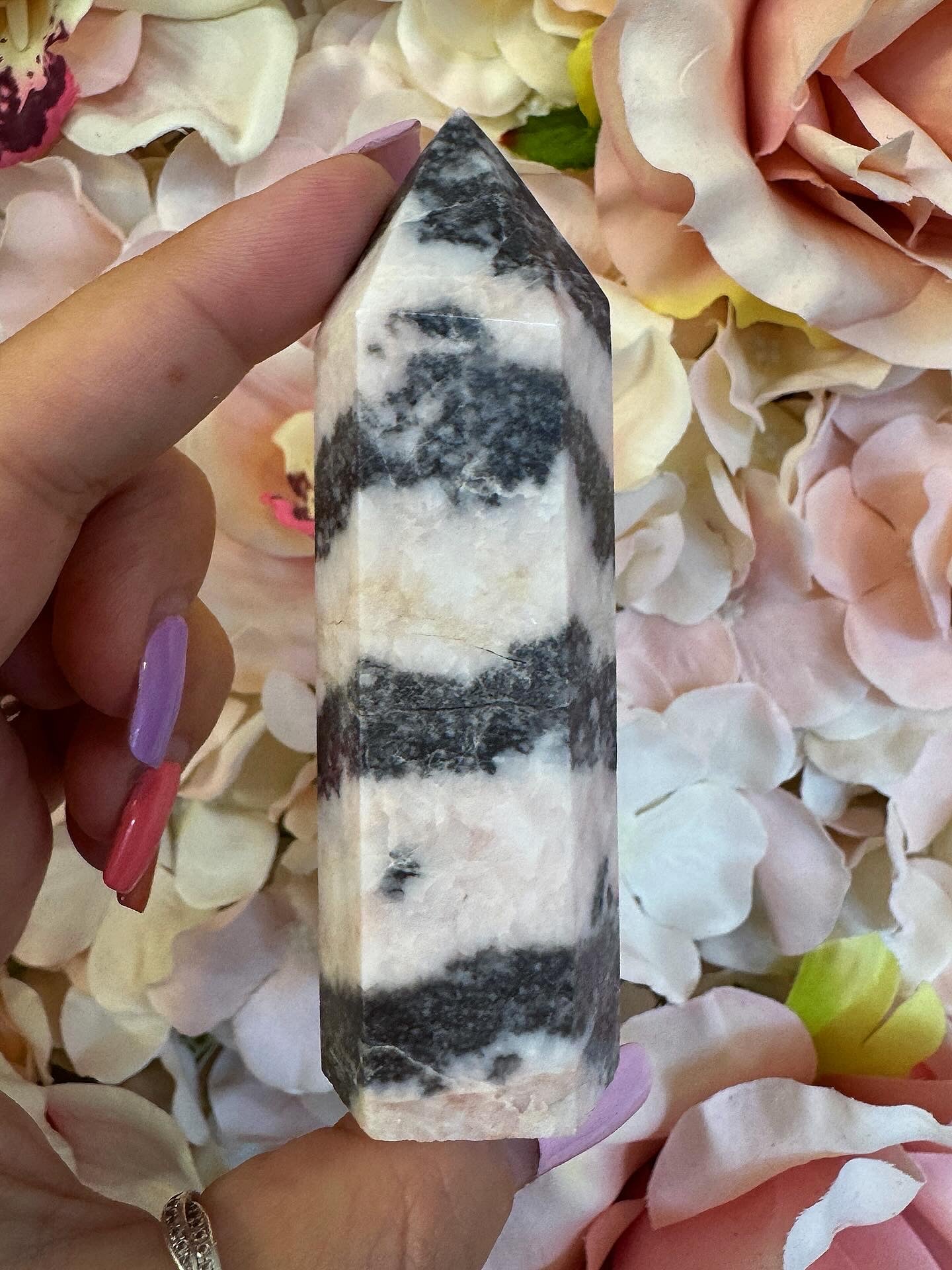Pink zebra Jasper Crystal Tower